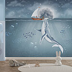 Fototapeten Wal schwimmt im Wasser