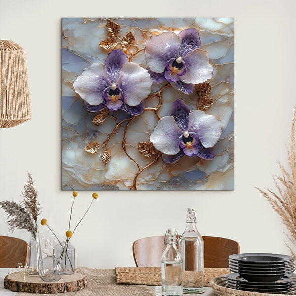 Zarte Orchideen auf einem strukturierten Hintergrund Wandbilder Zarte Orchideen auf einem strukturierten Hintergrund