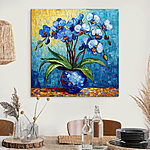 Wandbilder Gemälde mit Blumen in einer blauen Vase