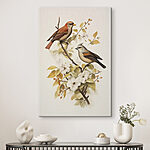 Wandbilder Zwei Vögel auf einem Zweig mit Blumen