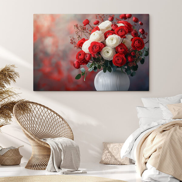 Vase mit roten und weißen Blumen Wandbilder Vase mit roten und weißen Blumen