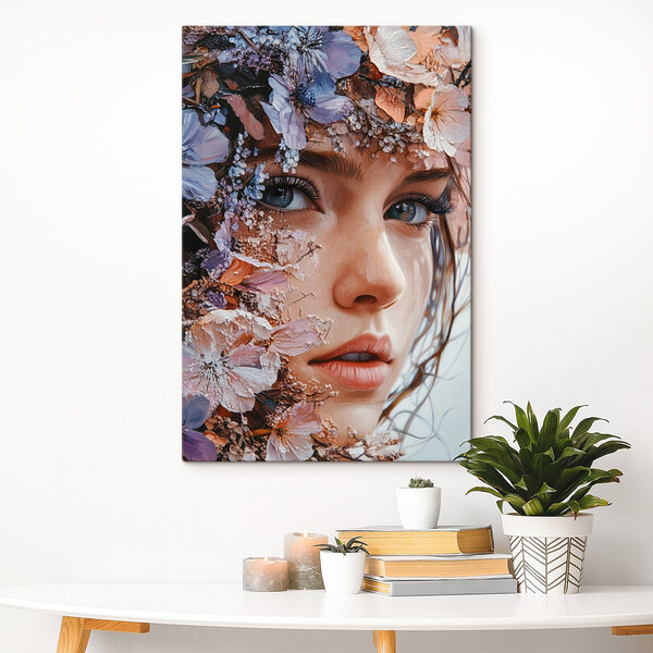 Frau mit Blumen im Gesicht Wandbilder Frau mit Blumen im Gesicht