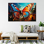 Wandbilder Schmetterling mit orangefarbenen und blauen Flügeln