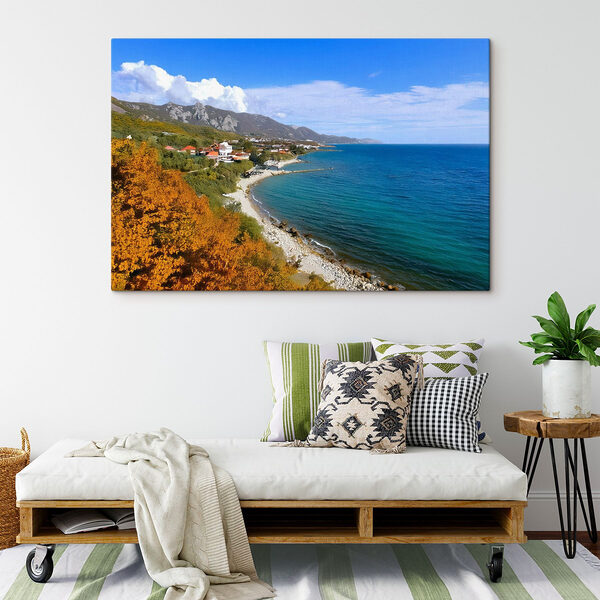 Strand mit Häusern und Bäumen an der Seite Wandbilder Strand mit Häusern und Bäumen an der Seite