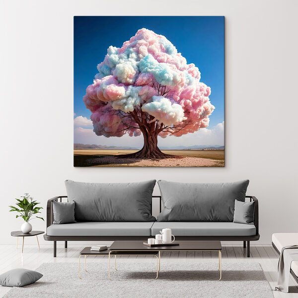Baum mit rosa und blauen Wolken Wandbilder Baum mit rosa und blauen Wolken