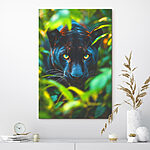 Wandbilder Schwarzer Panther mit grünen Augen