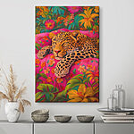Wandbilder Leopard schlafend auf rosa Couch