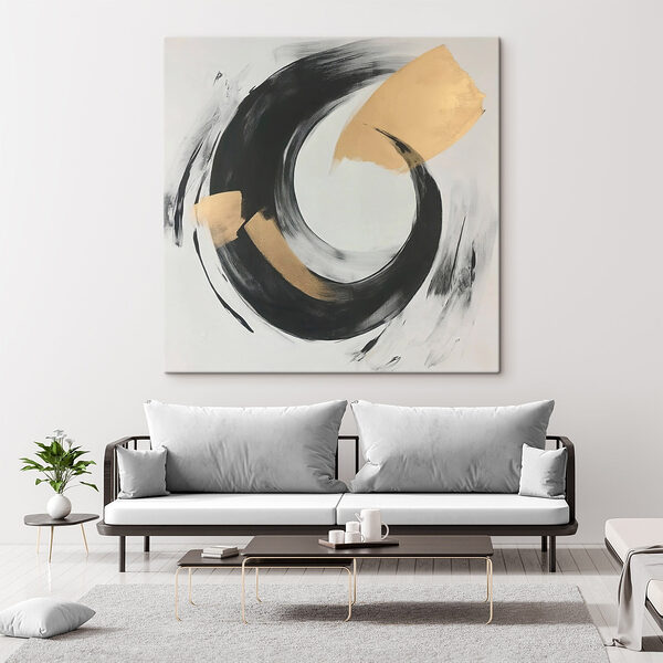 Abstrakter Wirbel aus Schwarz und Beige Wandbilder Abstrakter Wirbel aus Schwarz und Beige