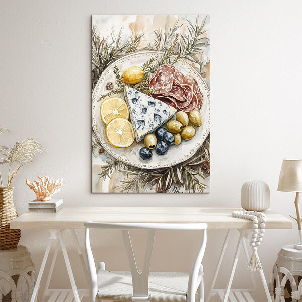 Speiseteller mit Käse und Oliven Wandbilder Speiseteller mit Käse und Oliven