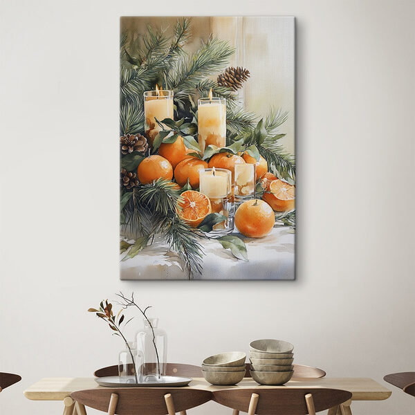 Malerei von Orangen und Kerzen Wandbilder Malerei von Orangen und Kerzen