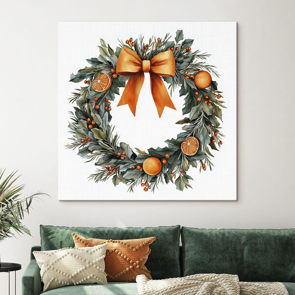 Aquarellkranz mit Orangen und Beeren Wandbilder Aquarellkranz mit Orangen und Beeren