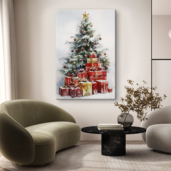 Aquarell von Geschenken unter einem Weihnachtsbaum Wandbilder Aquarell von Geschenken unter einem Weihnachtsbaum