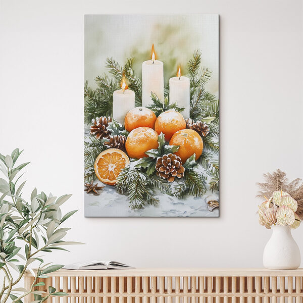 Malerei von Orangen und Kerzen Wandbilder Malerei von Orangen und Kerzen