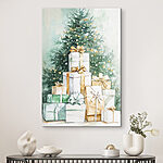 Wandbilder Aquarell von Geschenken unter einem Baum