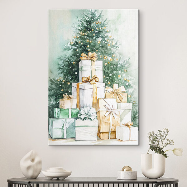 Aquarell von Geschenken unter einem Baum Wandbilder Aquarell von Geschenken unter einem Baum