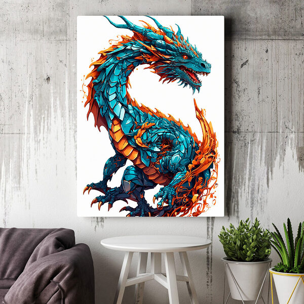 Blauer und orangefarbener Drache Wandbilder Blauer und orangefarbener Drache