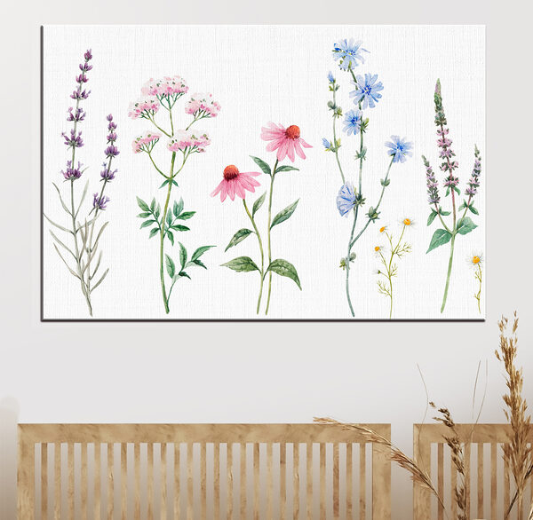 Gruppe von Blumen auf einem weißen Hintergrund Wandbilder Gruppe von Blumen auf einem weißen Hintergrund