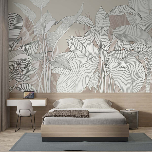 Fototapeten Zarte Linien schlängeln sich durch üppiges Laub