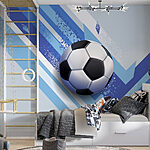 Fototapeten Fußball auf einem blauen und weißen Hintergrund
