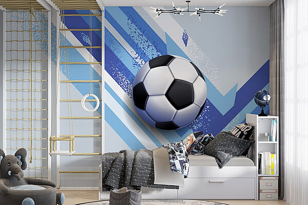 Fußball auf einem blauen und weißen Hintergrund Fototapeten Fußball auf einem blauen und weißen Hintergrund