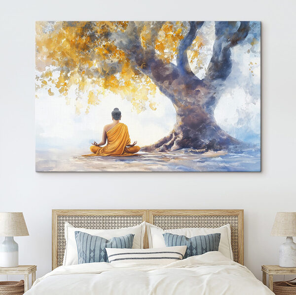 Gemälde einer meditierenden Person unter einem Baum Wandbilder Gemälde einer meditierenden Person unter einem Baum