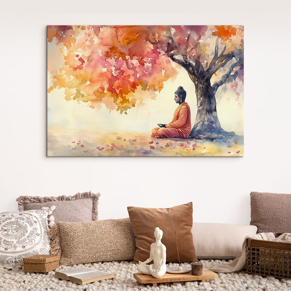Aquarell einer Person, die unter einem Baum sitzt Wandbilder Aquarell einer Person, die unter einem Baum sitzt