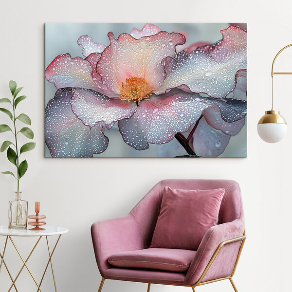 Wandbilder Zarte Blütenblätter, geschmückt mit Tröpfchen