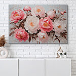 Wandbilder Gruppe von rosa und weißen Blumen
