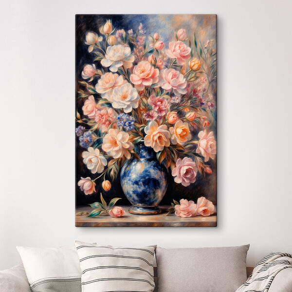 Gemälde mit Blumen in einer blauen Vase Wandbilder Gemälde mit Blumen in einer blauen Vase