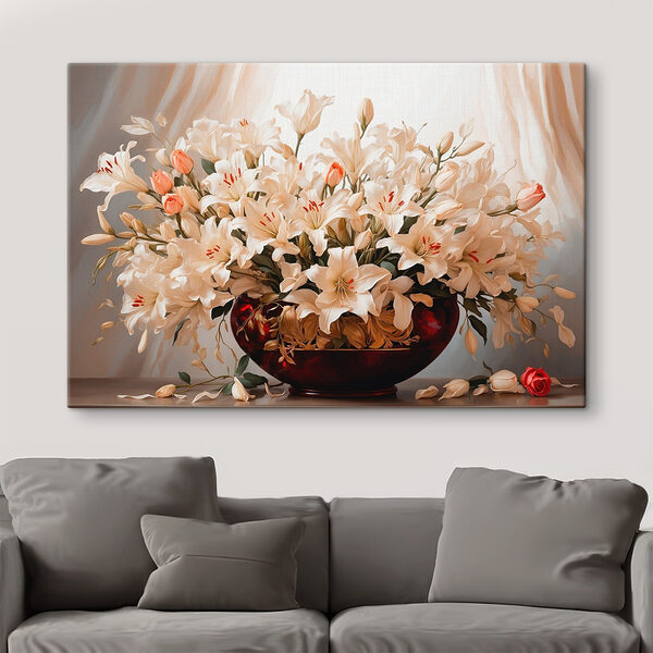 Vase mit weißen Blumen Wandbilder Vase mit weißen Blumen