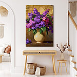 Wandbilder Gemälde von lila Blumen in einer Vase