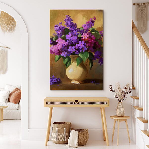 Gemälde von lila Blumen in einer Vase Wandbilder Gemälde von lila Blumen in einer Vase
