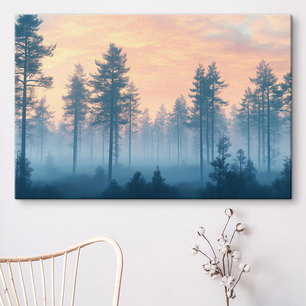 Nebliger Wald mit Bäumen Wandbilder Nebliger Wald mit Bäumen