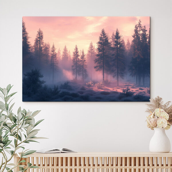 Nebliger Wald mit Bäumen Wandbilder Nebliger Wald mit Bäumen