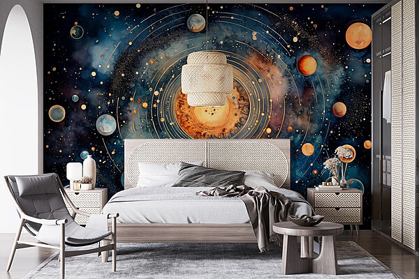 Malerei von Planeten im Weltraum Fototapeten Malerei von Planeten im Weltraum