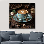 Wandbilder Tasse Kaffee mit einem herzförmigen Schaum im Schaum