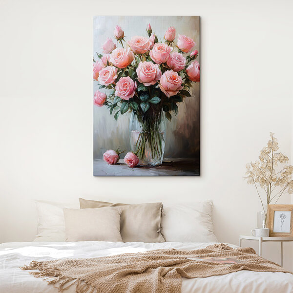 Gemälde von rosa Rosen in einer Vase Wandbilder Gemälde von rosa Rosen in einer Vase