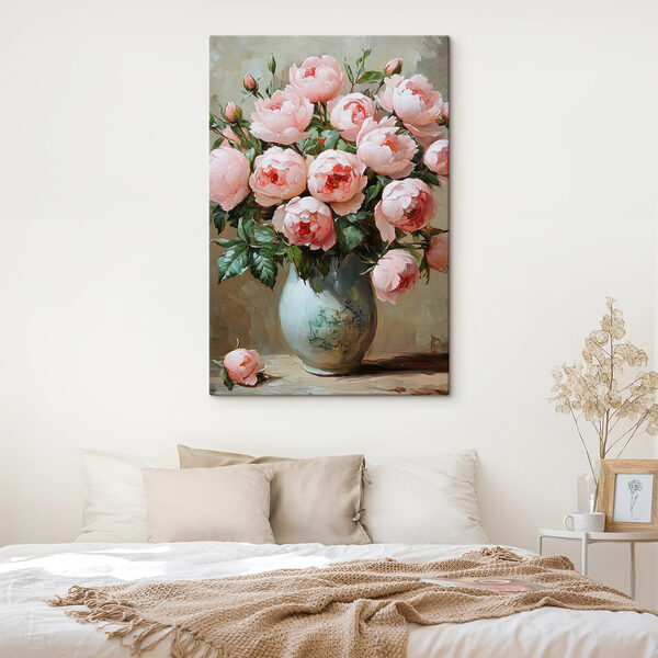 Gemälde mit rosa Blumen in einer Vase Wandbilder Gemälde mit rosa Blumen in einer Vase