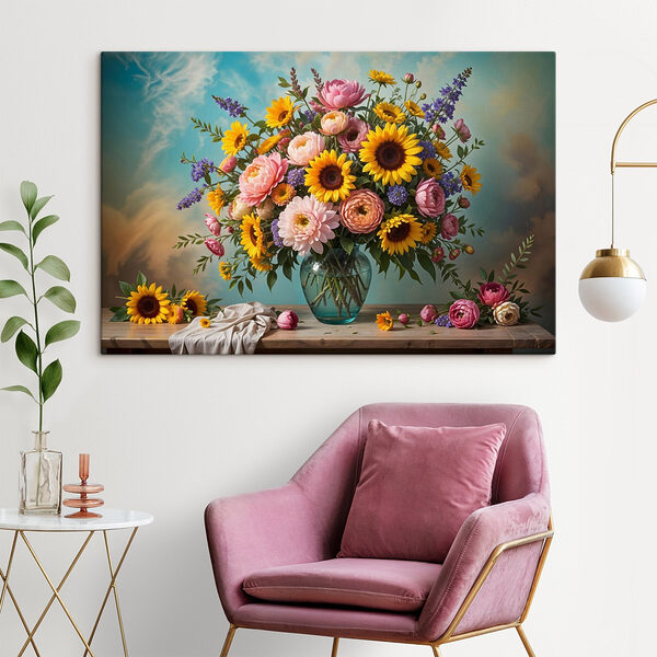 Vase mit Blumen auf einem Tisch Wandbilder Vase mit Blumen auf einem Tisch