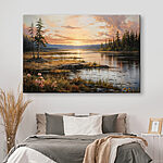 Wandbilder Landschaft eines Sees mit Sonnenuntergang