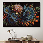 Wandbilder Gruppe von Blumen mit orangefarbenen Knospen