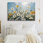 Wandbilder Gruppe von Schmetterlingen fliegen über ein Feld von Blumen