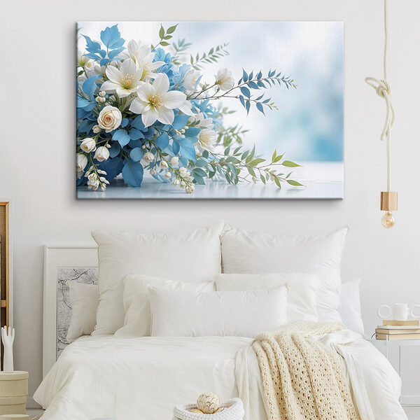 Blumenstrauß aus weißen und blauen Blumen Wandbilder Blumenstrauß aus weißen und blauen Blumen