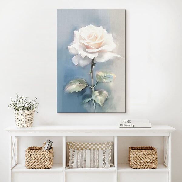 Weiße Rose mit grünen Blättern Wandbilder Weiße Rose mit grünen Blättern