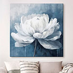 Wandbilder Weiße Blume auf blauem Hintergrund