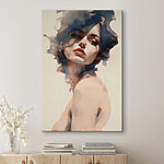 Wandbilder Frau mit wehendem Haar im Wind