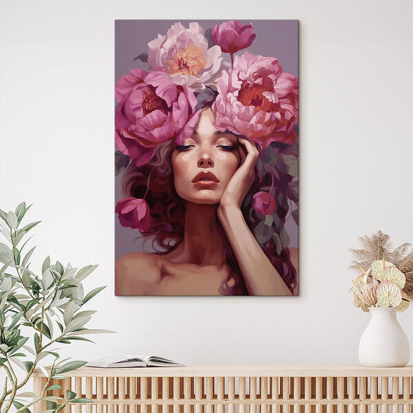 Frau mit Blumen auf dem Kopf Wandbilder Frau mit Blumen auf dem Kopf
