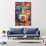 Wandbilder Buntes Gesicht mit Augen und Lippen