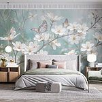 Fototapeten Schmetterling auf einer weißen Blume