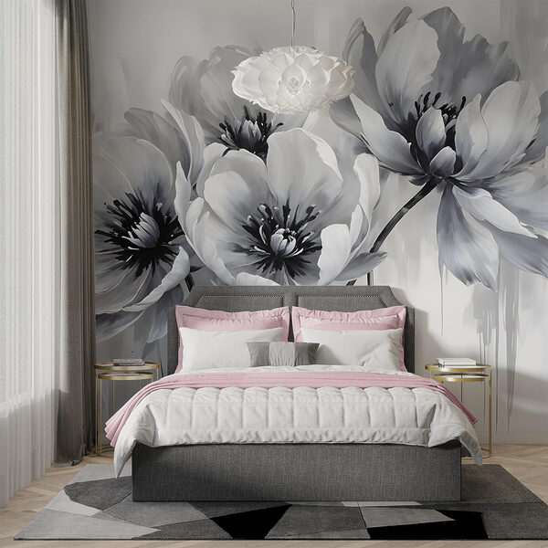 Fototapeten Fototapeten Gruppe von Blumen auf einem weißen Hintergrund (Artikelnummer: w08418)